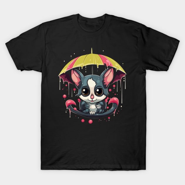 Sugar Glider Rainy Day With Umbrella T-Shirt by JH Mart